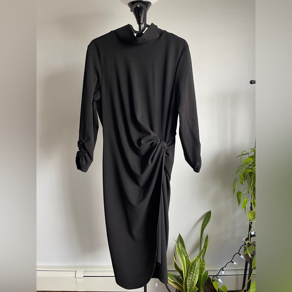 Tahari | Elegant Black Long Sleeve Dress | Size 8
